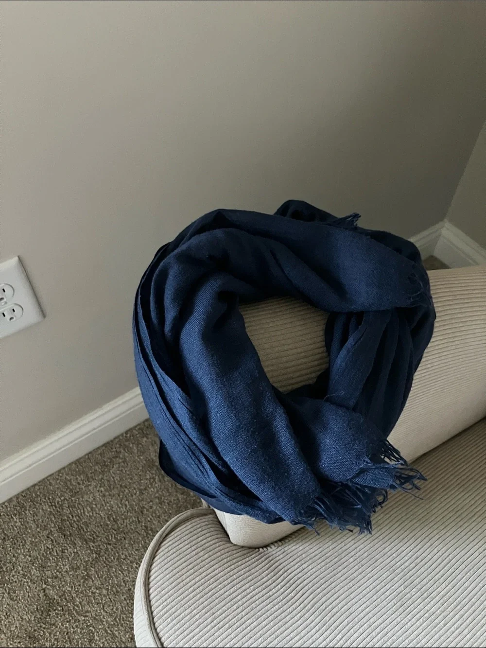 Navy Blue Viscose Hemp Scarf Shawl Wrap 70% Viscose 30% Hemp